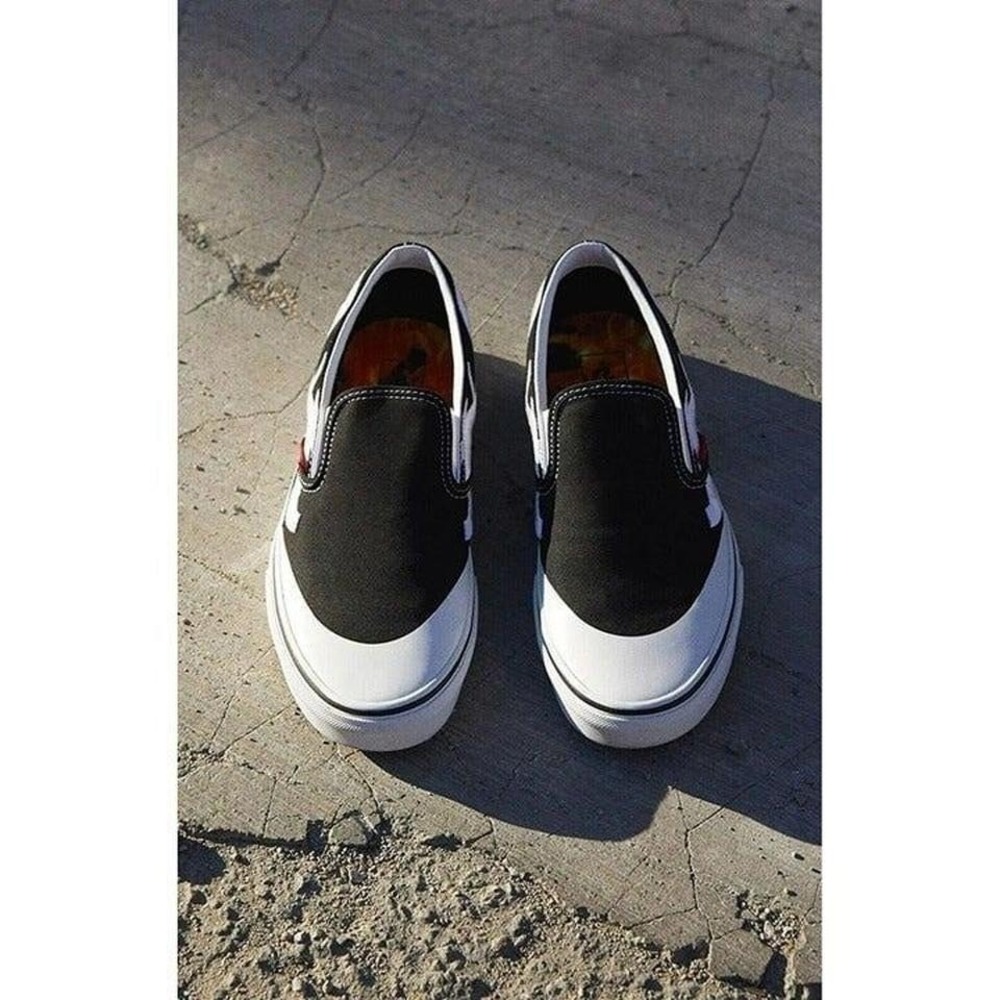 Vans Classic Slip On Asap Worldwide Black Flame Shoes WNS. SZ.8 MNS. 6.5 NIB
